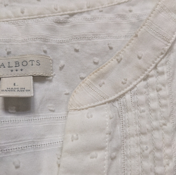 ✨3/$15 Talbots White 3/4 Sleeve Cotton Button Up L - Picture 7 of 10